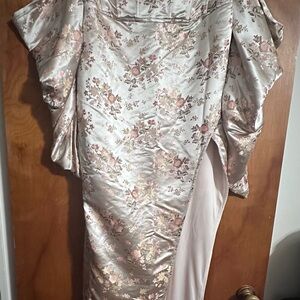 Fashion Nova Strapless Floral Dress - Pink and Cream